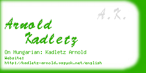 arnold kadletz business card